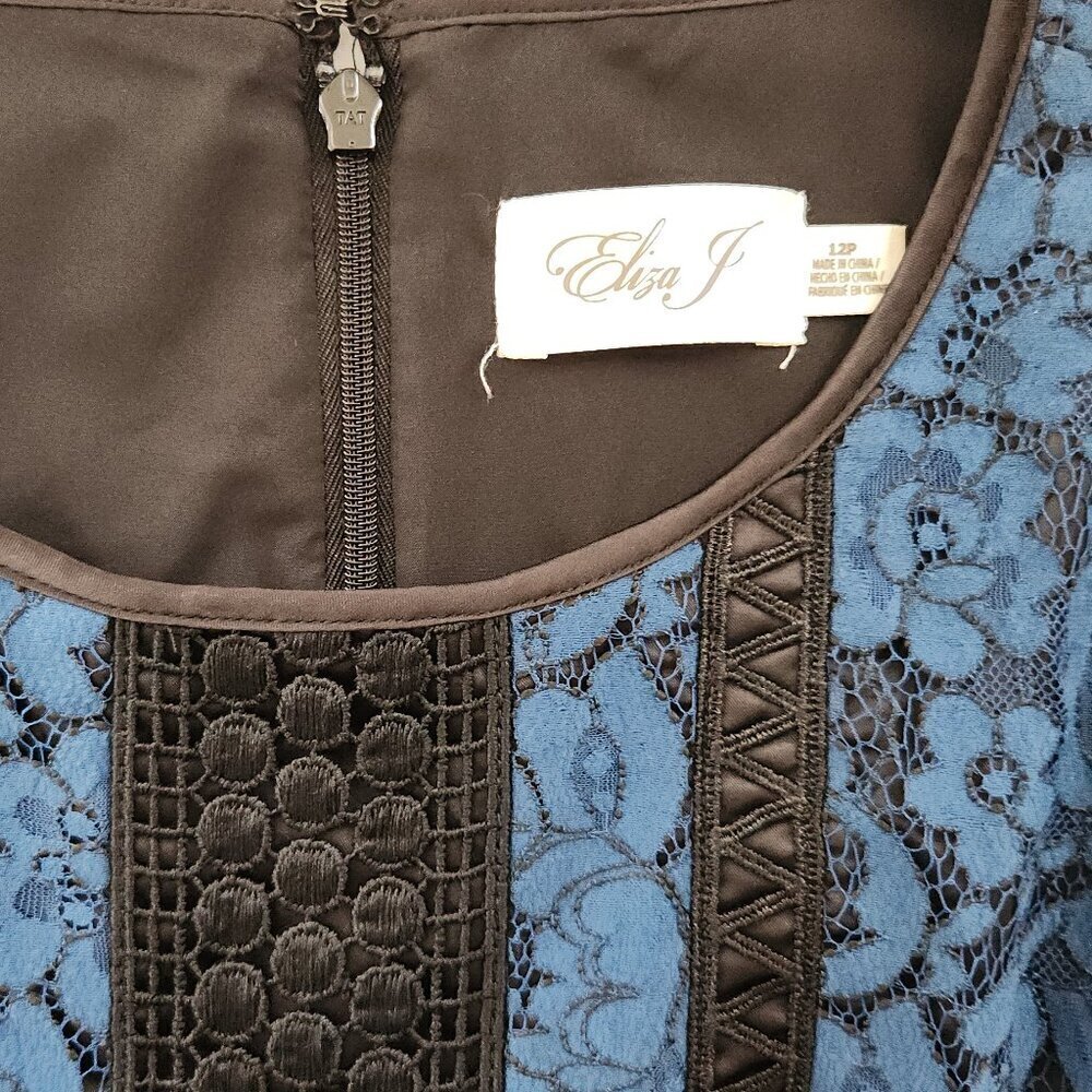 NWT Eliza J Lace Dress Size 12P Blue Pockets Wedding/Cocktail - Picture 5 of 5